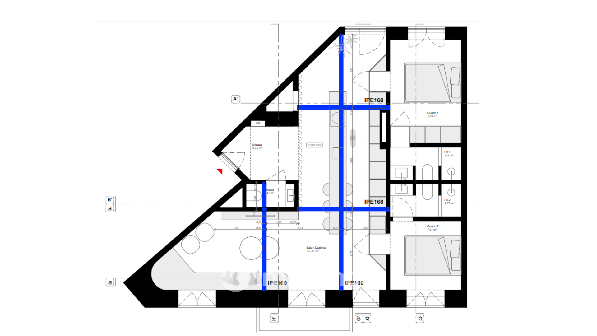 Apartamento T2 com cozinha equipada e mobilado, nas Amoreiras